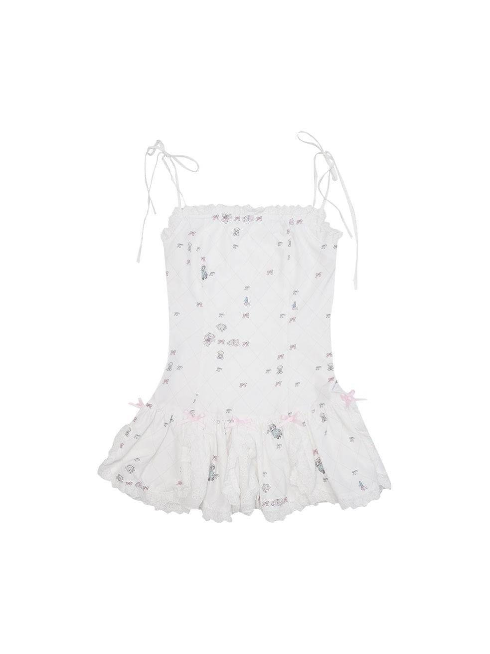 Bear & Gradient Petals Suspender One-piece