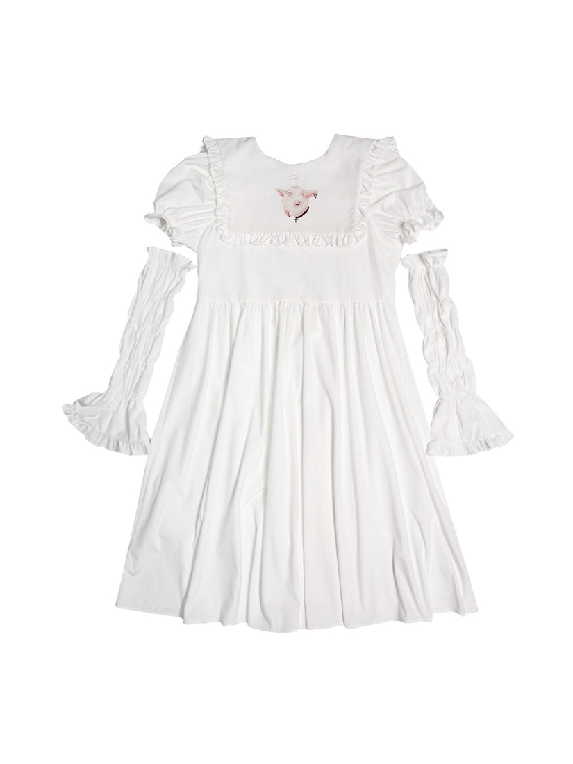 Arm-cover Gothic Frill Retro Flare One-piece