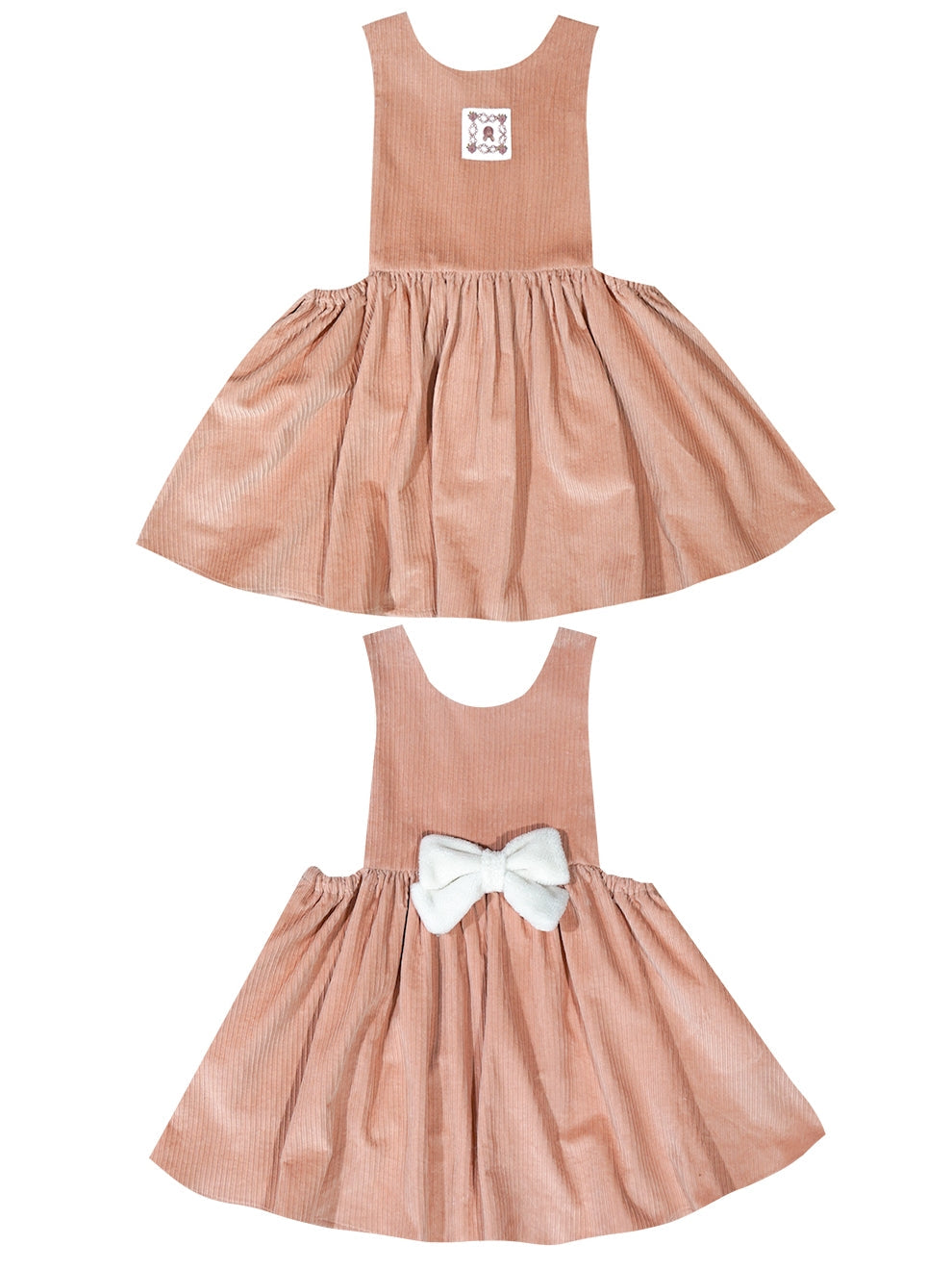 Corduroy Ribbon Fluffy Cute One-piece