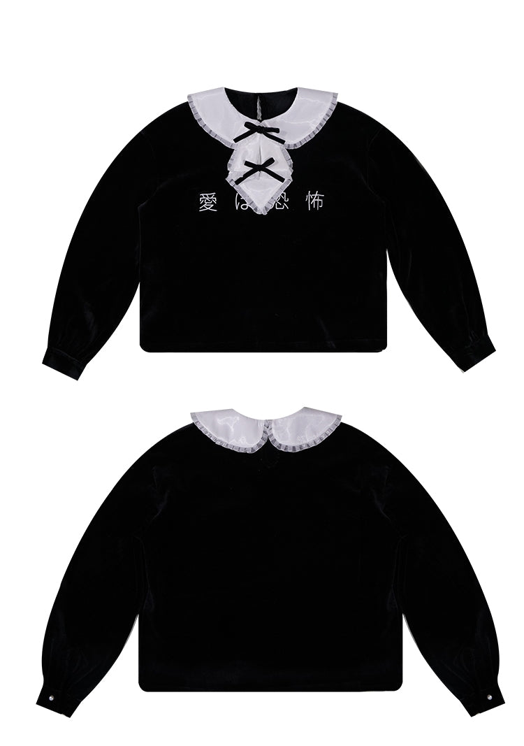 Velvet Gothic Lace Ribbon Pullover