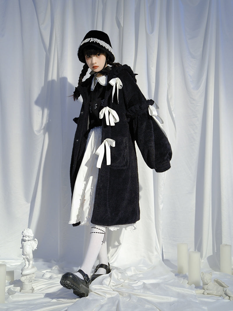 Rabbit-ear Boa Cute Ribbon Coat