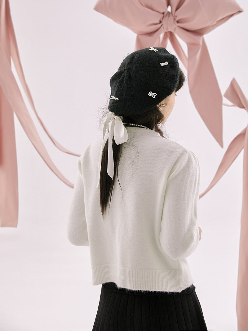 Pearl Ribbon Knit Sweet Cardigan