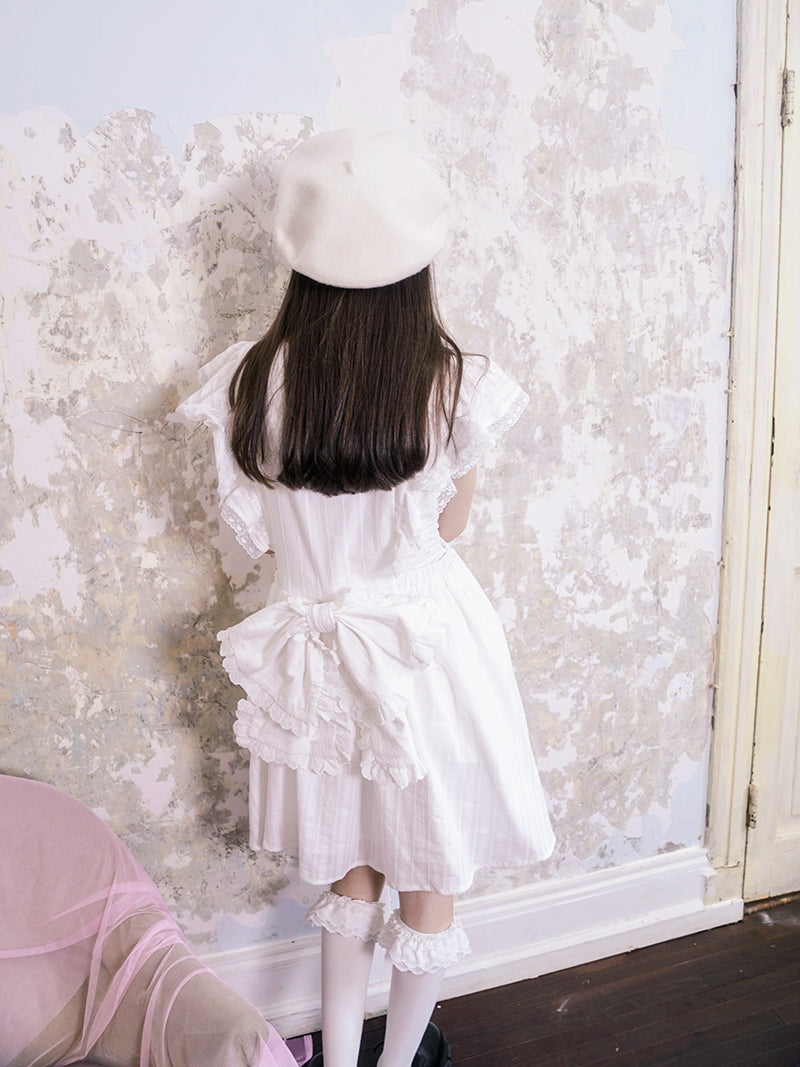 Lamb Embroidery Retro Lace Jacquard Sundress