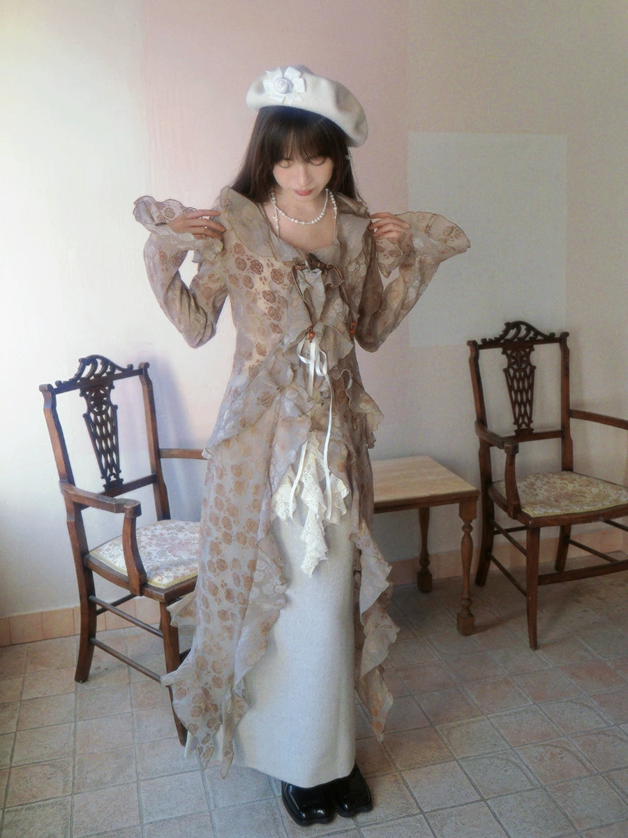 Irregular Lace Long Cardigan