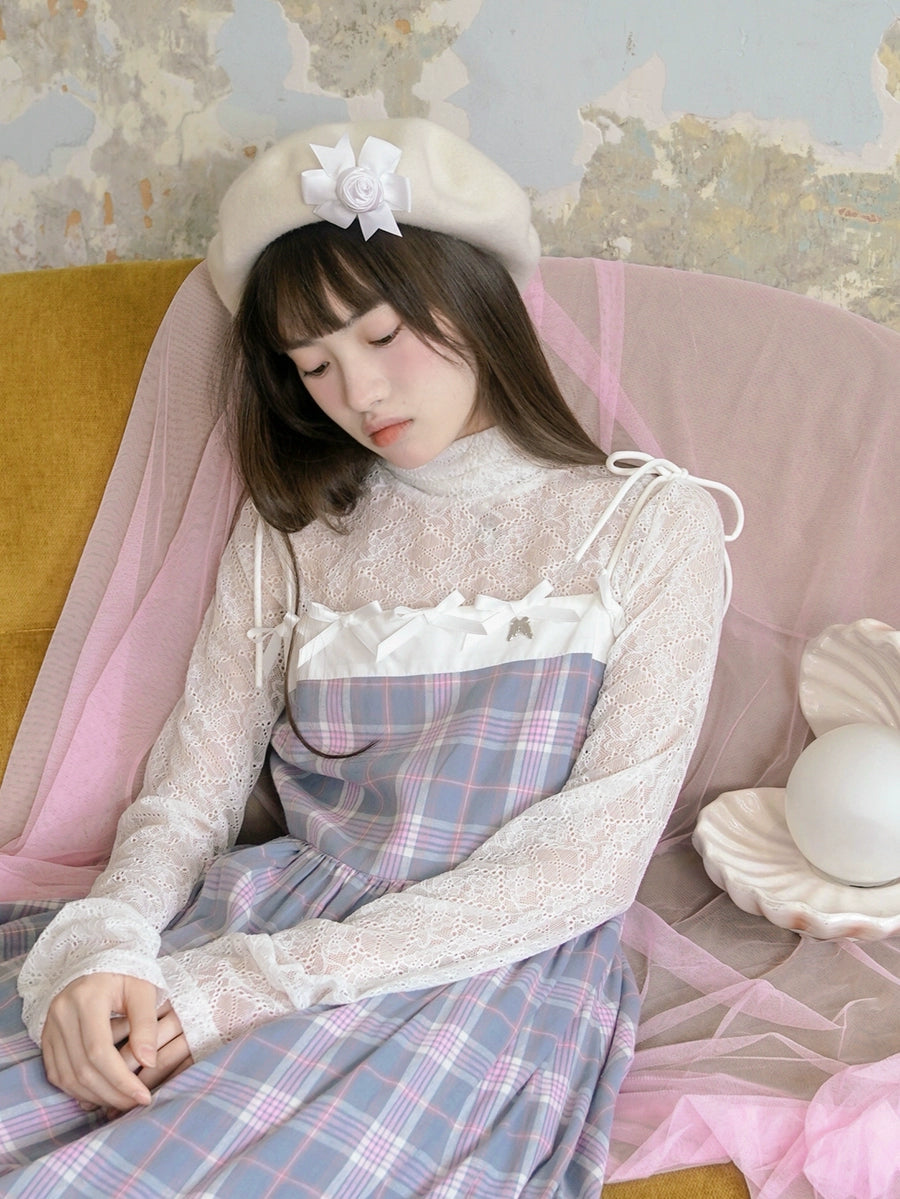 Lace See-through High Collar Bottoming Shirt