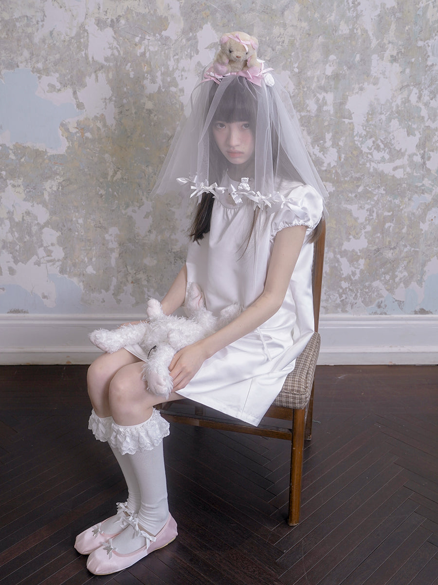 Angel & Cat Printed Doll A Swing Short-sleeved Dress