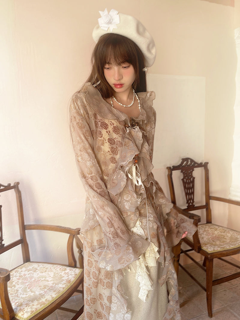 Irregular Lace Long Cardigan