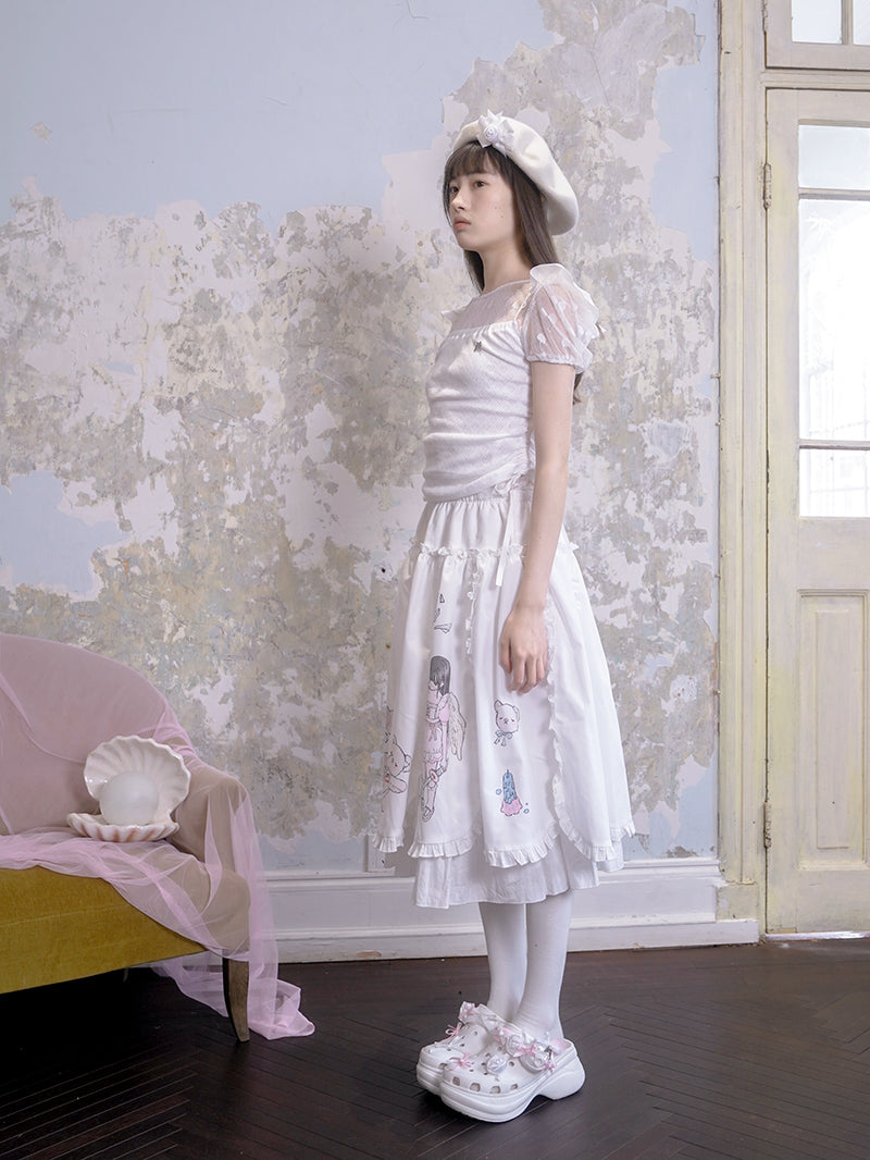 Flying Sleeve Love Jacquard Camisole