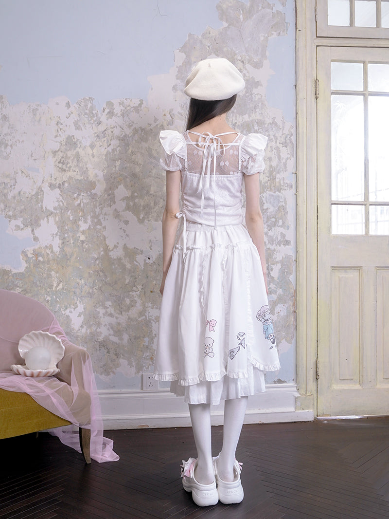 Flying Sleeve Love Jacquard Camisole