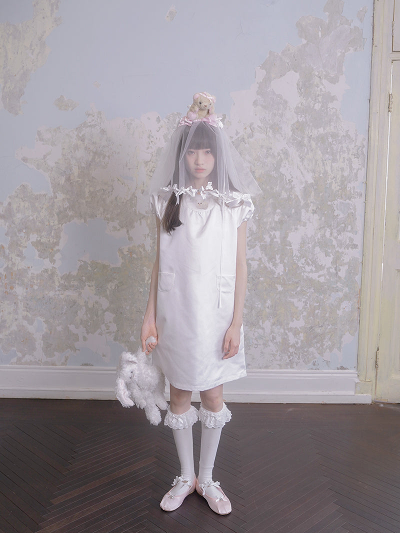 Angel & Cat Printed Doll A Swing Short-sleeved Dress