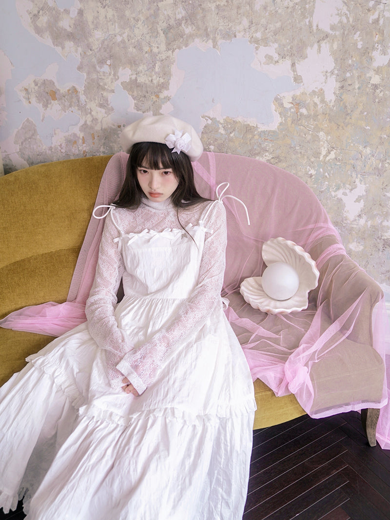 Lace See-through High Collar Bottoming Shirt