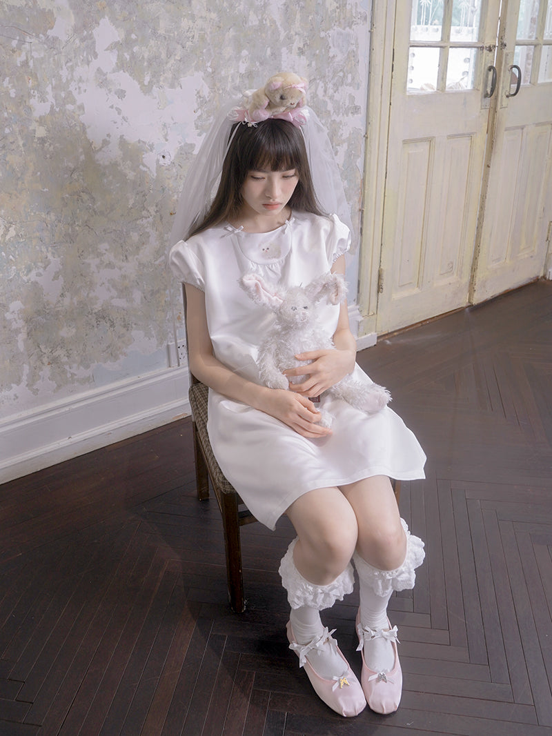 Angel & Cat Printed Doll A Swing Short-sleeved Dress