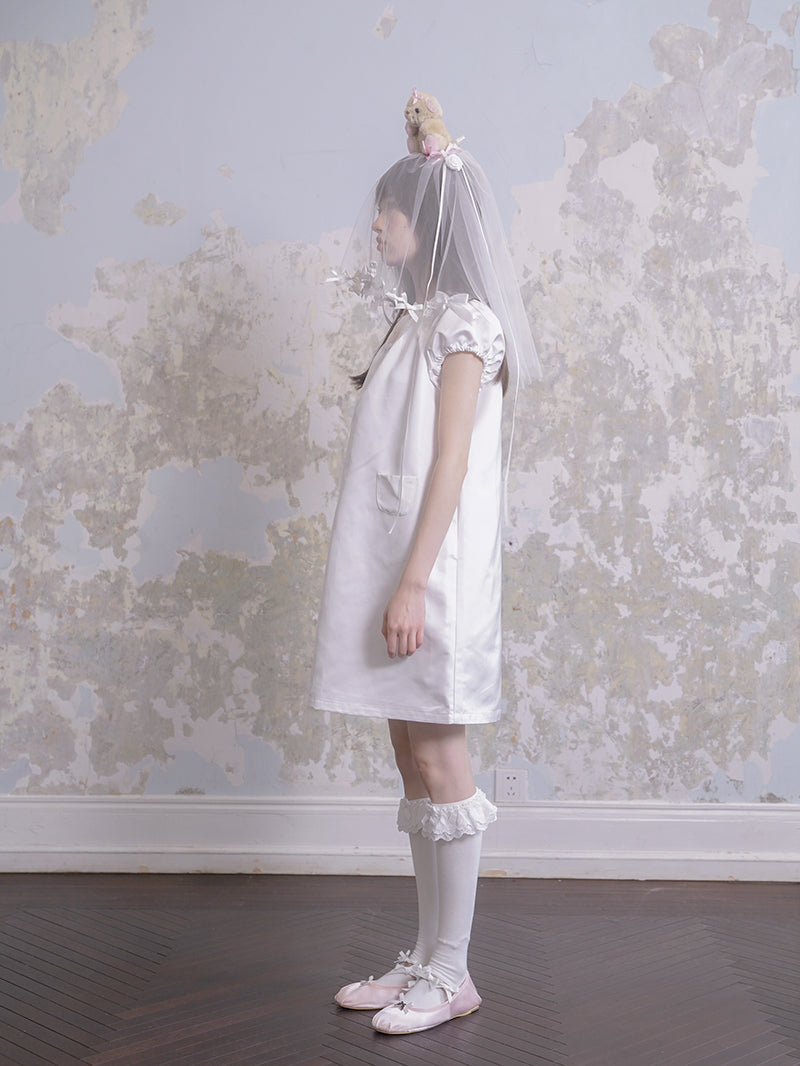 Angel & Cat Printed Doll A Swing Short-sleeved Dress