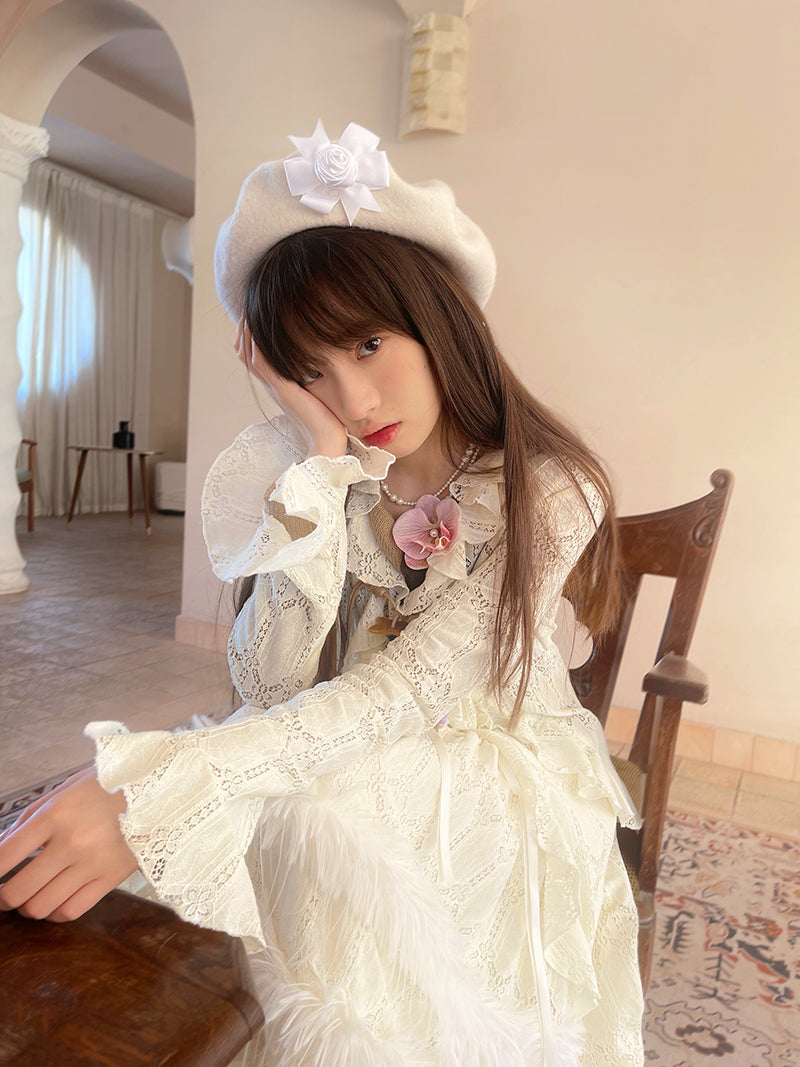 Irregular Lace Long Cardigan