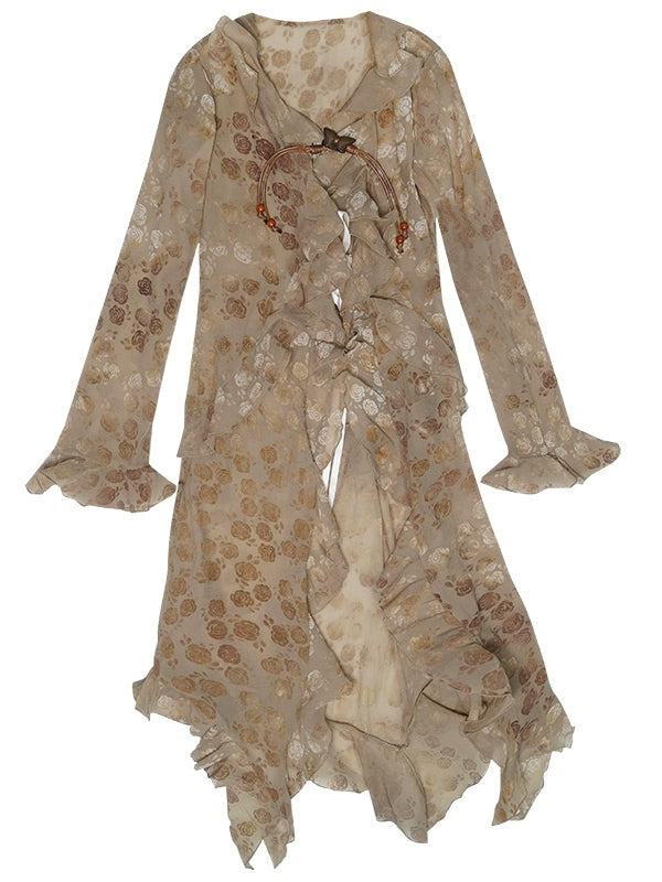 Irregular Lace Long Cardigan