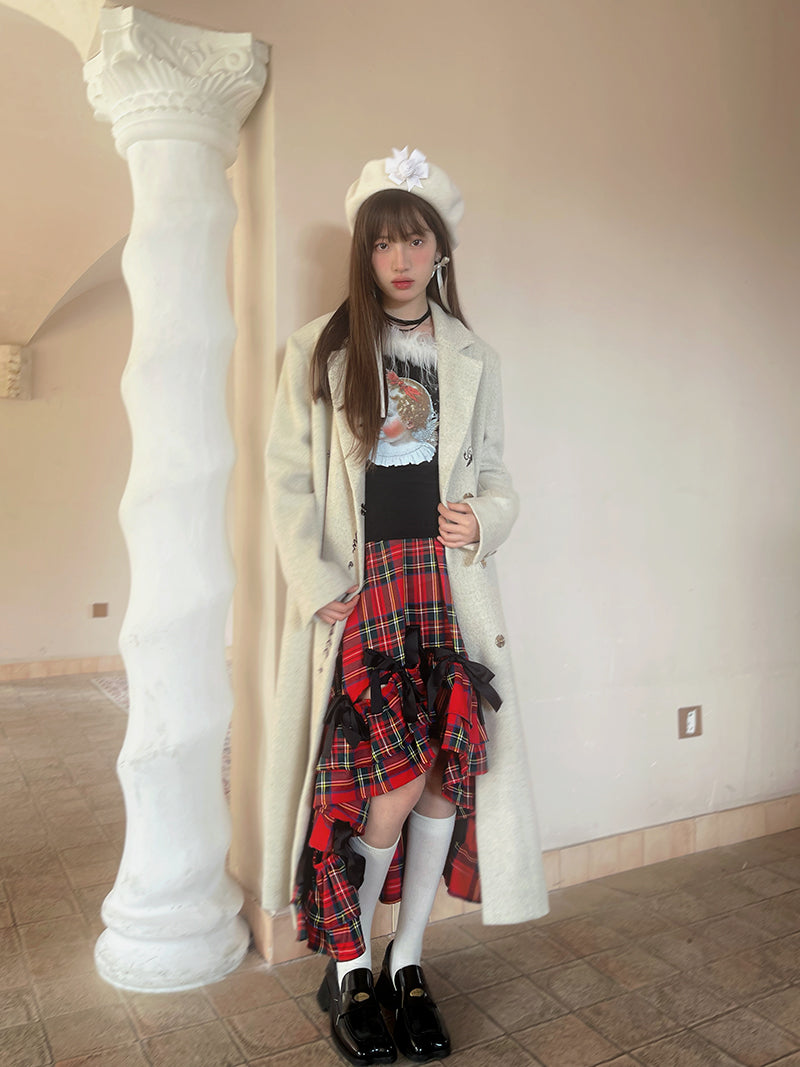 Retro Angel Print Fur Collar Long Sleeve T-shirt