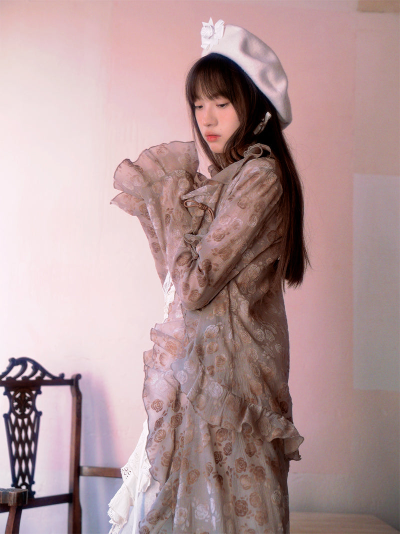 Irregular Lace Long Cardigan