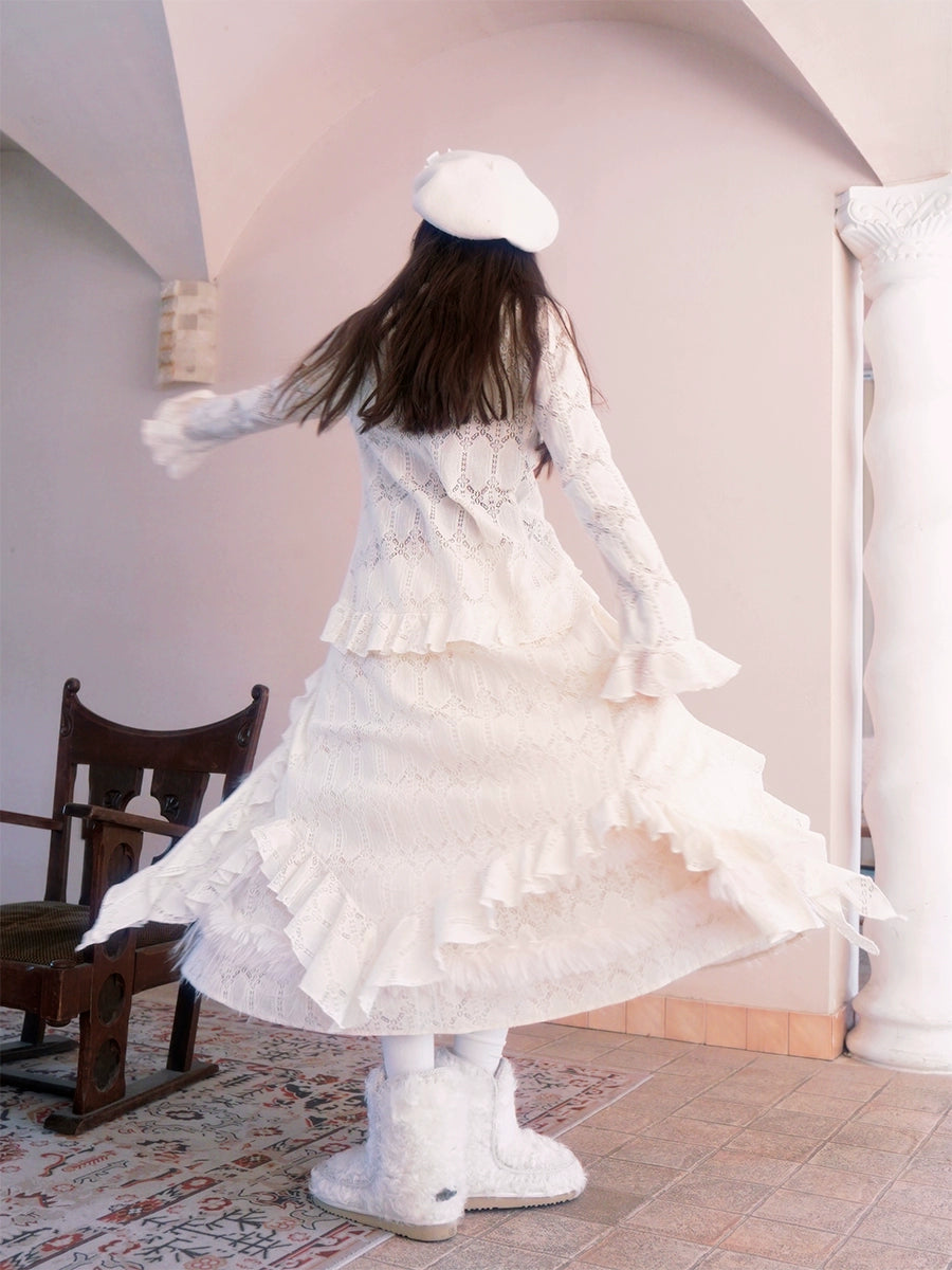 Irregular Lace Long Cardigan