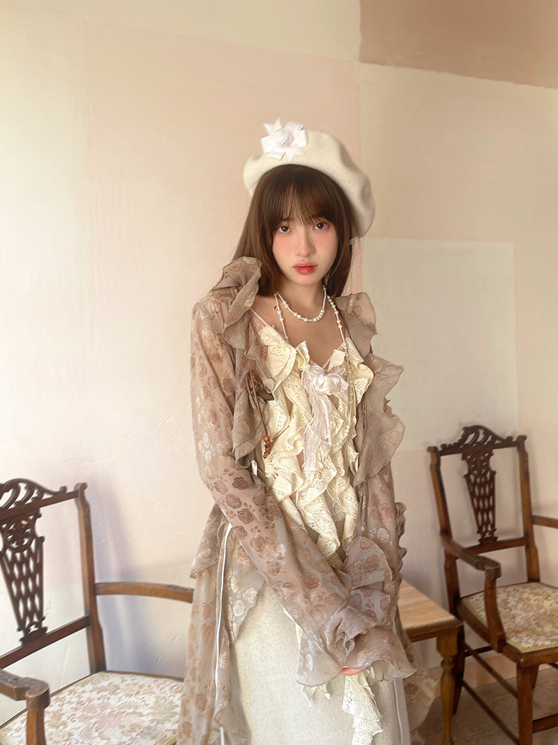 Irregular Lace Long Cardigan