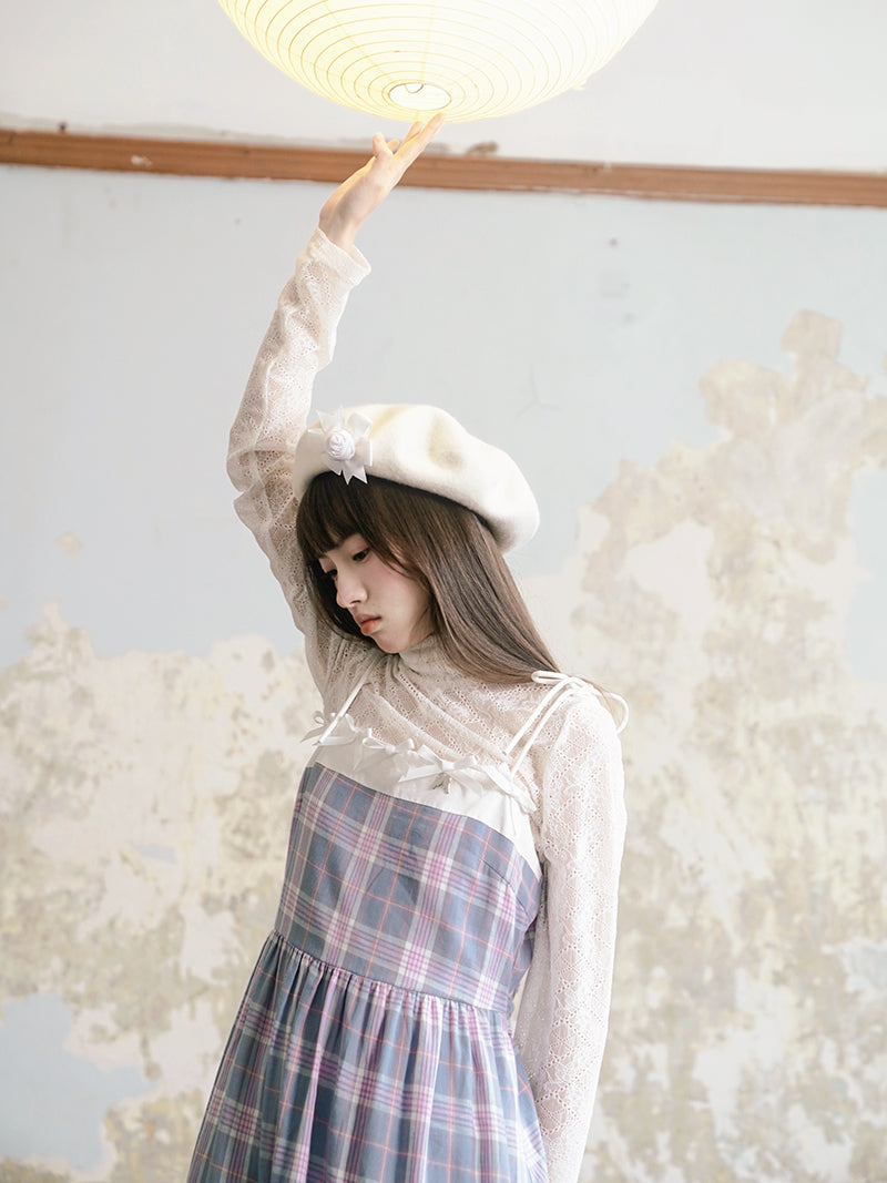 Lace See-through High Collar Bottoming Shirt