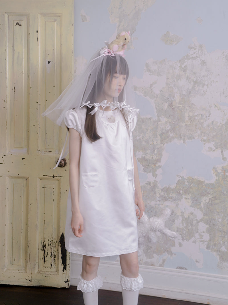 Angel & Cat Printed Doll A Swing Short-sleeved Dress