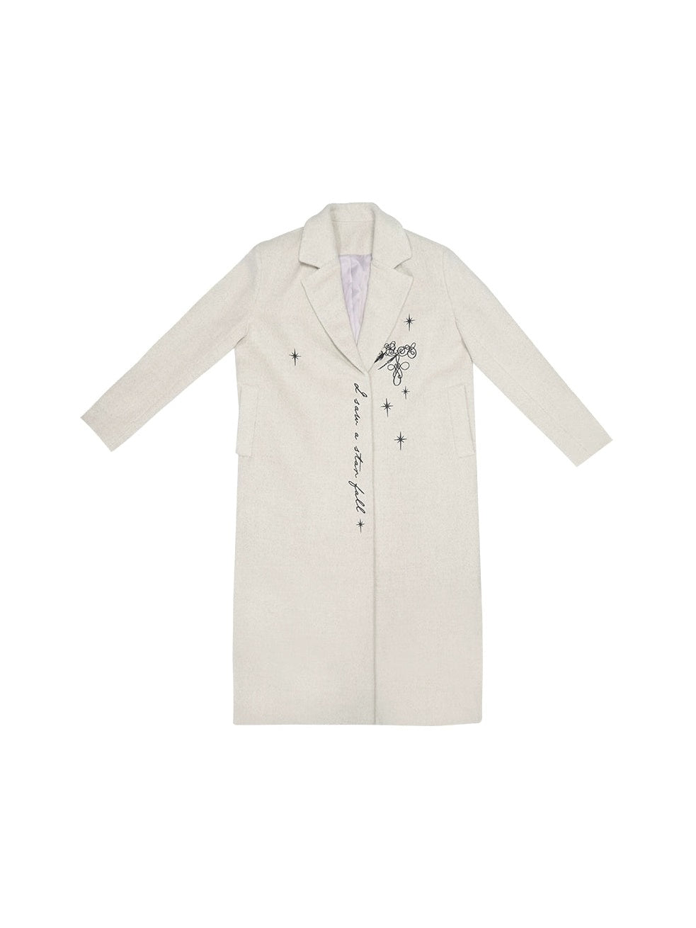 Embroidery Quilted Long Chester Coat