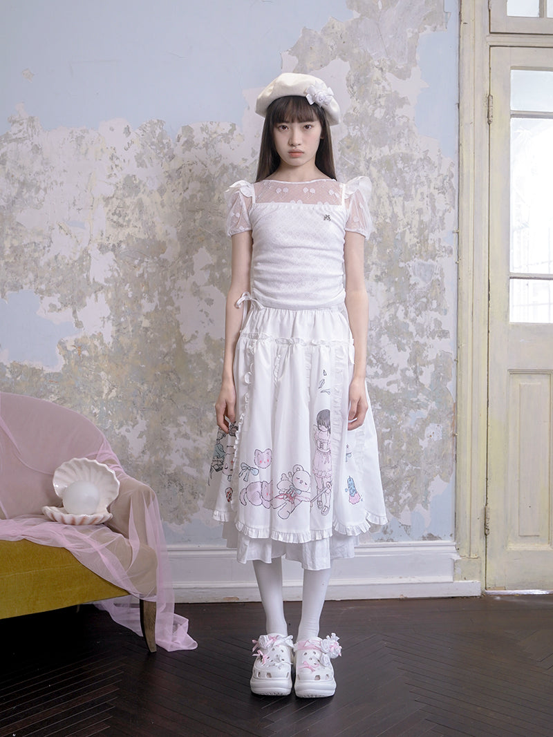 Flying Sleeve Love Jacquard Camisole