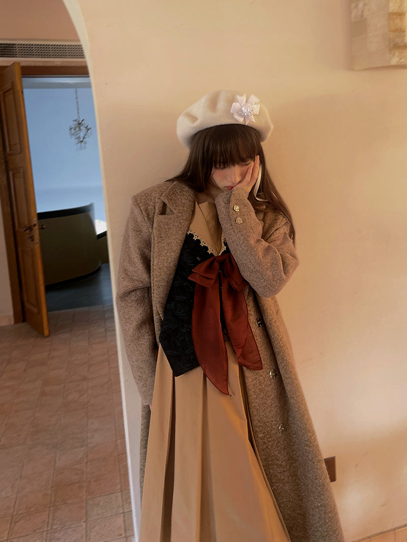 Embroidery Quilted Long Chester Coat