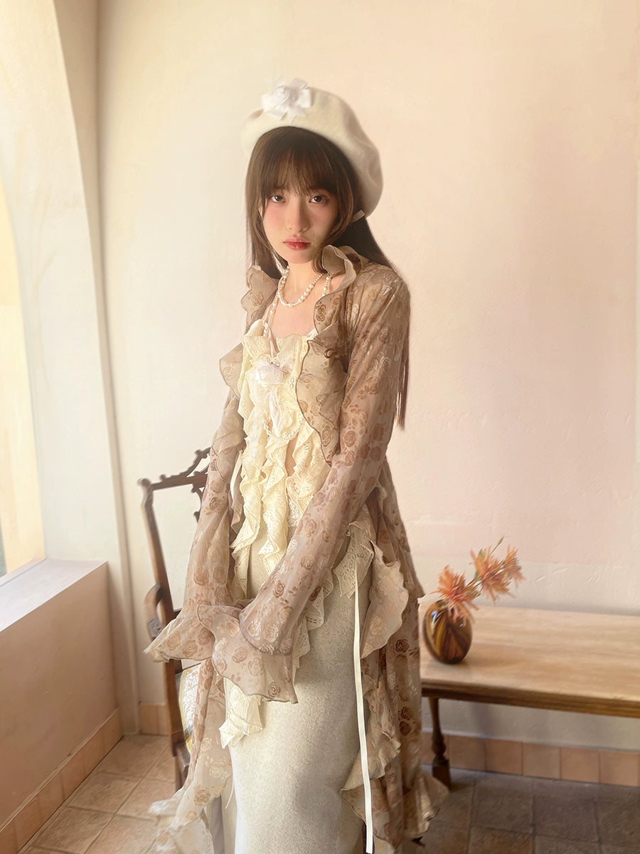 Irregular Lace Long Cardigan