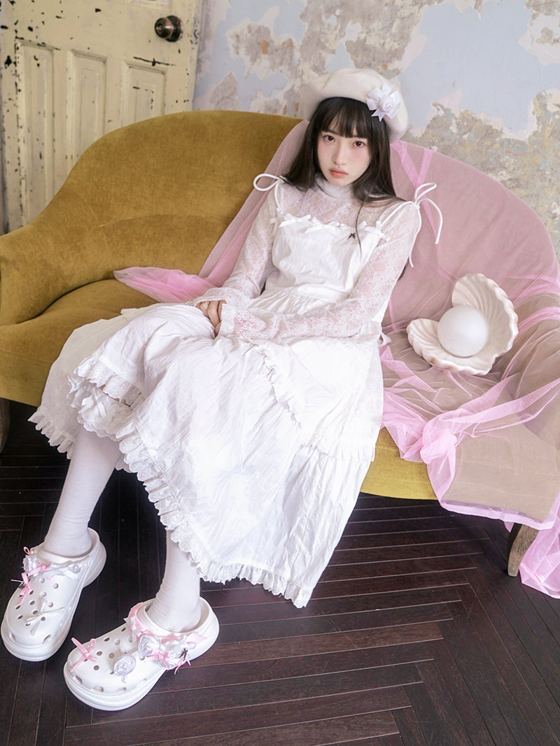 Lace See-through High Collar Bottoming Shirt