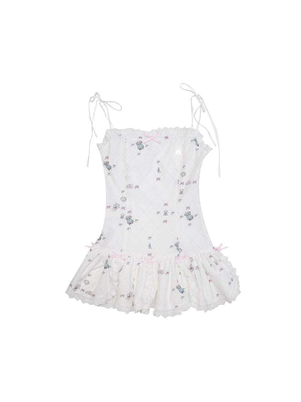 Bear ＆ Gradient Petals Suspender One-piece