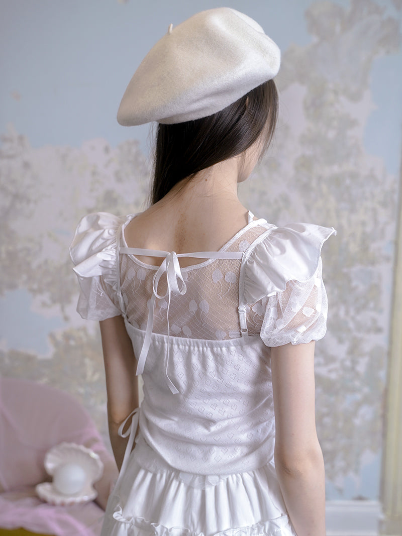 Flying Sleeve Love Jacquard Camisole