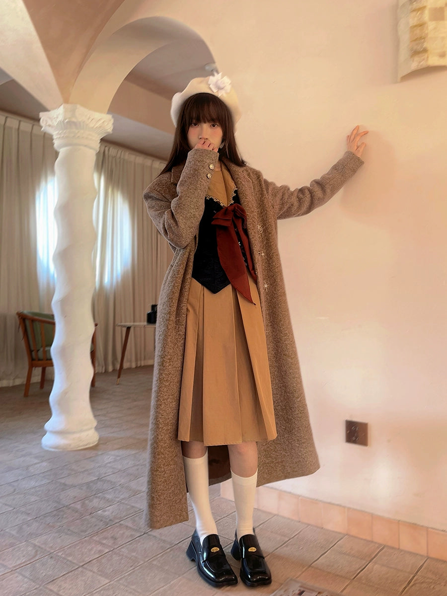 Embroidery Quilted Long Chester Coat
