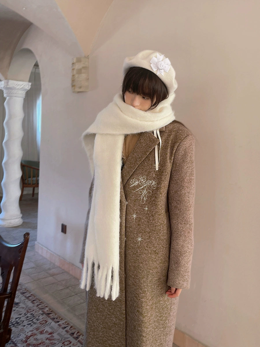 Embroidery Quilted Long Chester Coat