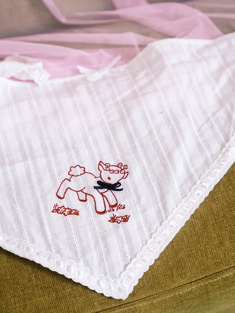 Lamb Embroidered Lace Jacquard Head Scarf
