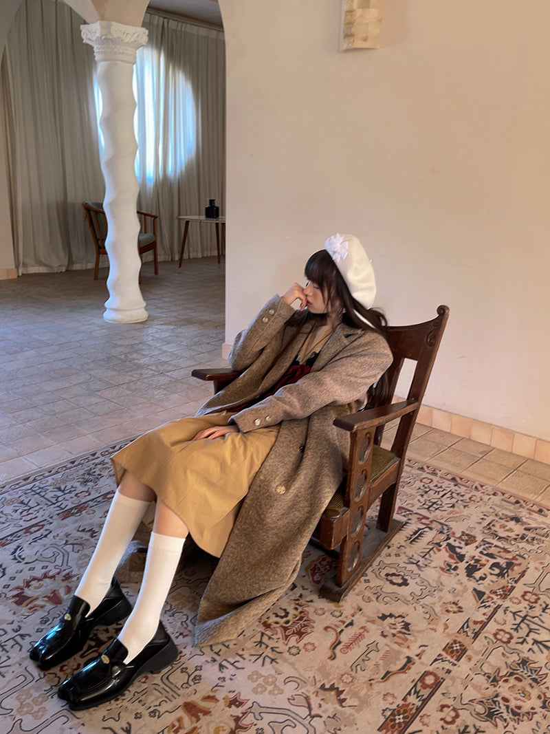 Embroidery Quilted Long Chester Coat