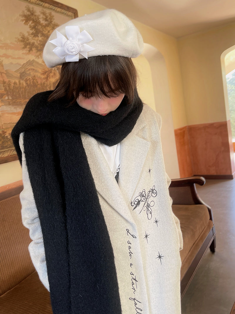 Embroidery Quilted Long Chester Coat