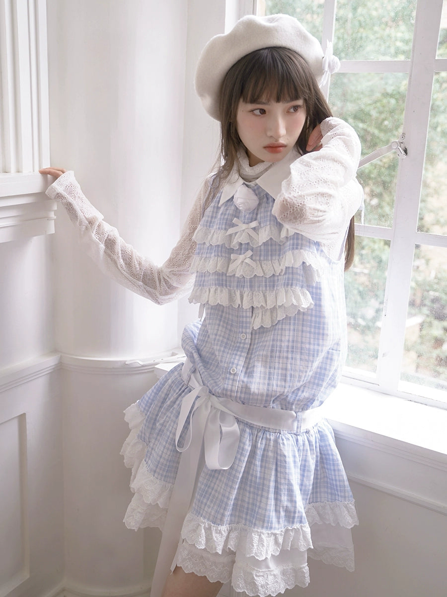 Lace See-through High Collar Bottoming Shirt