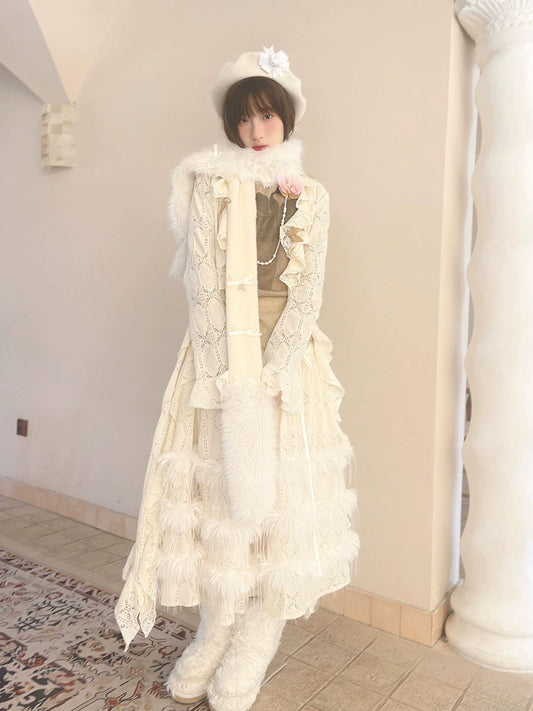 Irregular Lace Long Cardigan