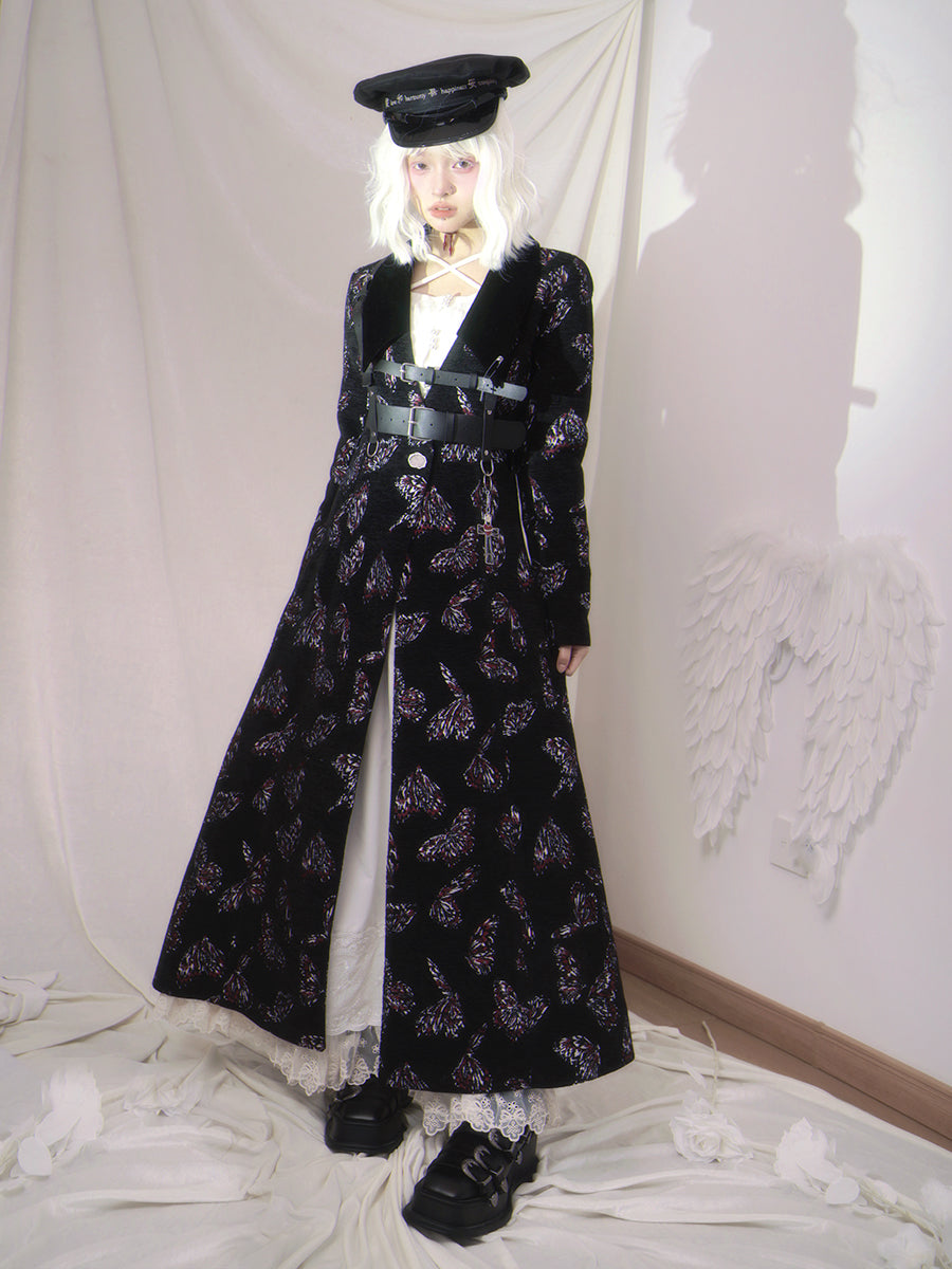 Embroidery Gothic Flare Long-Coat