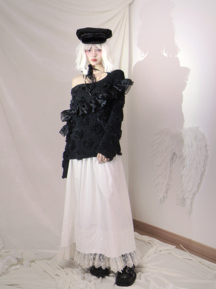 Long Lace Gothic Flare Skirt