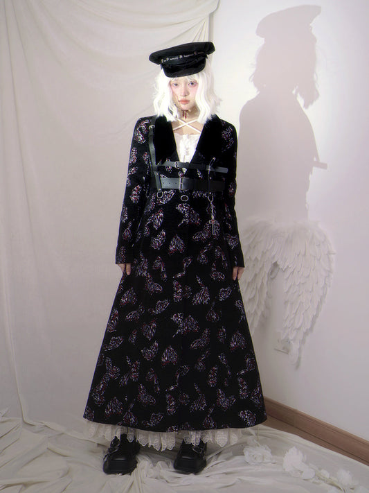 Embroidery Gothic Flare Long-Coat