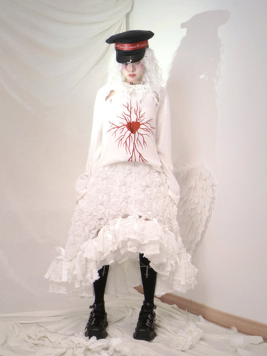 Gothic Bold Lace Rose Fish-tail Long-Skirt