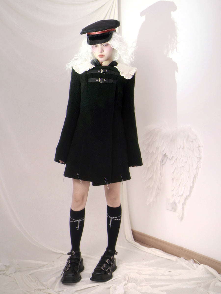 Girly Wool Frill Belt Coat