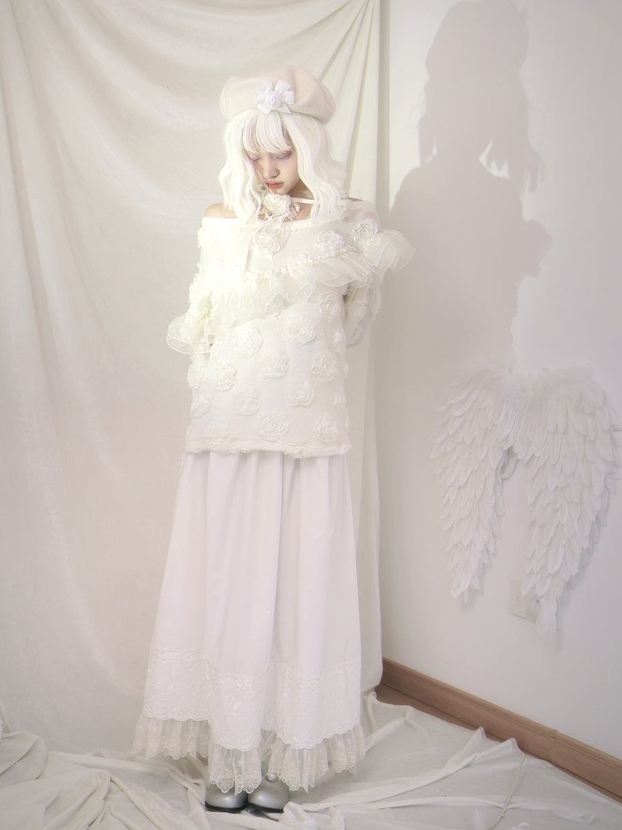 Long Lace Gothic Flare Skirt