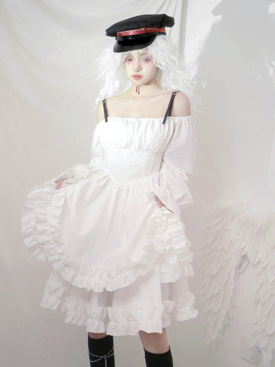 Frill Gothic Girly Fluffy One-piece