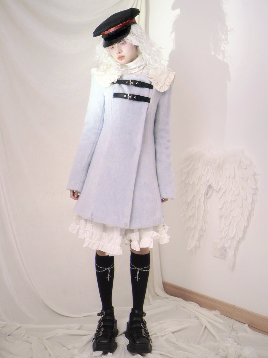 Girly Wool Frill Belt Coat