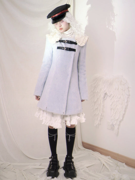 Girly Wool Frill Belt Coat