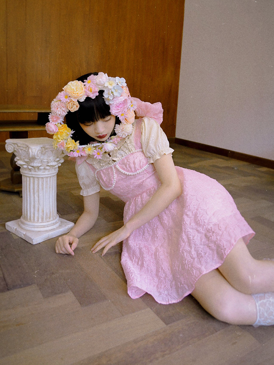 Ciffon Sheer Fluffy Wrinkled One-piece