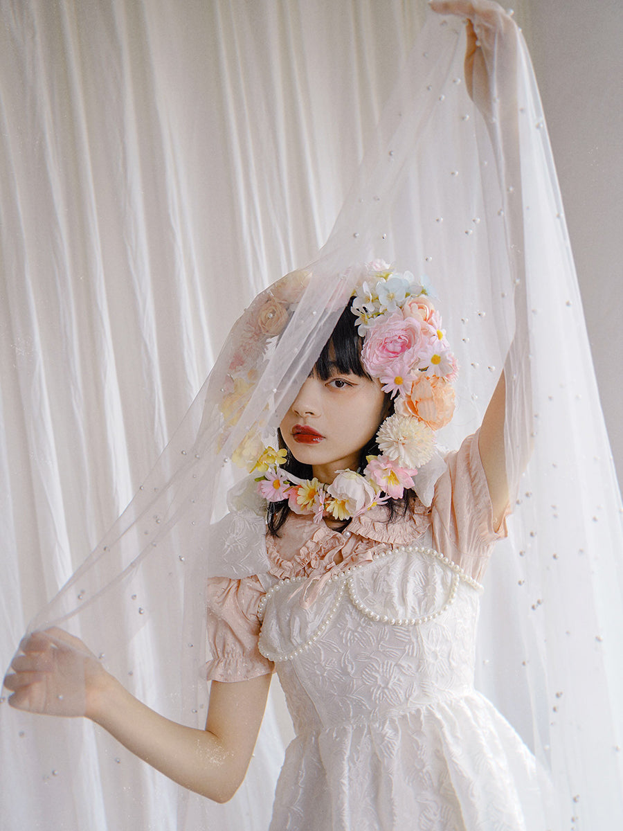 Ciffon Sheer Fluffy Wrinkled One-piece